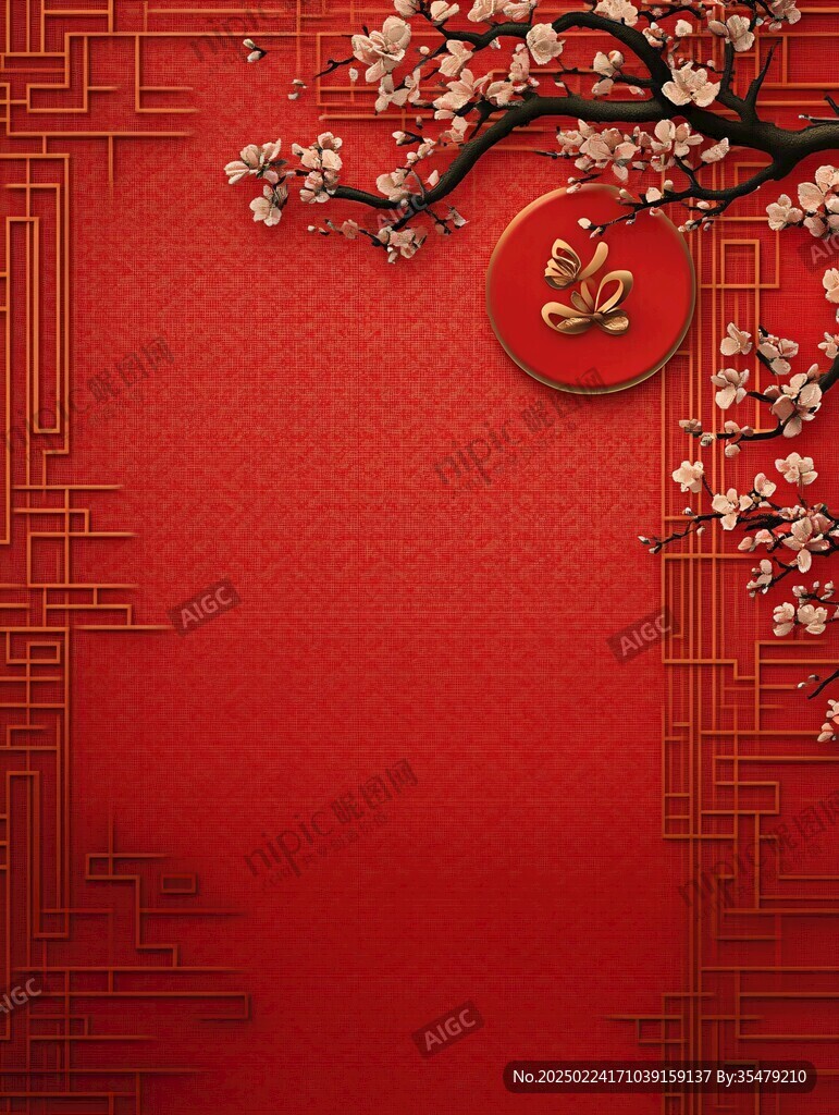 春節新年紅色物料背景