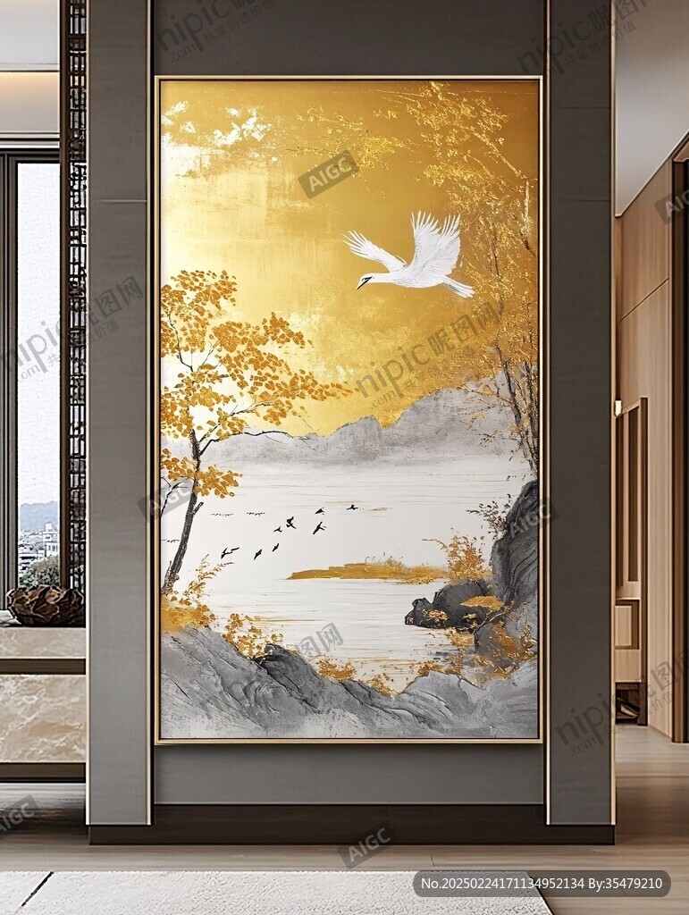 金色山水壁畫