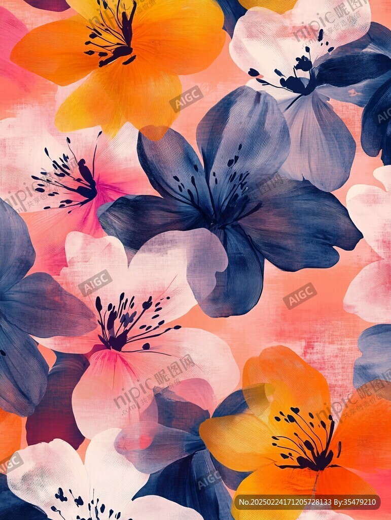 高清色塊花卉