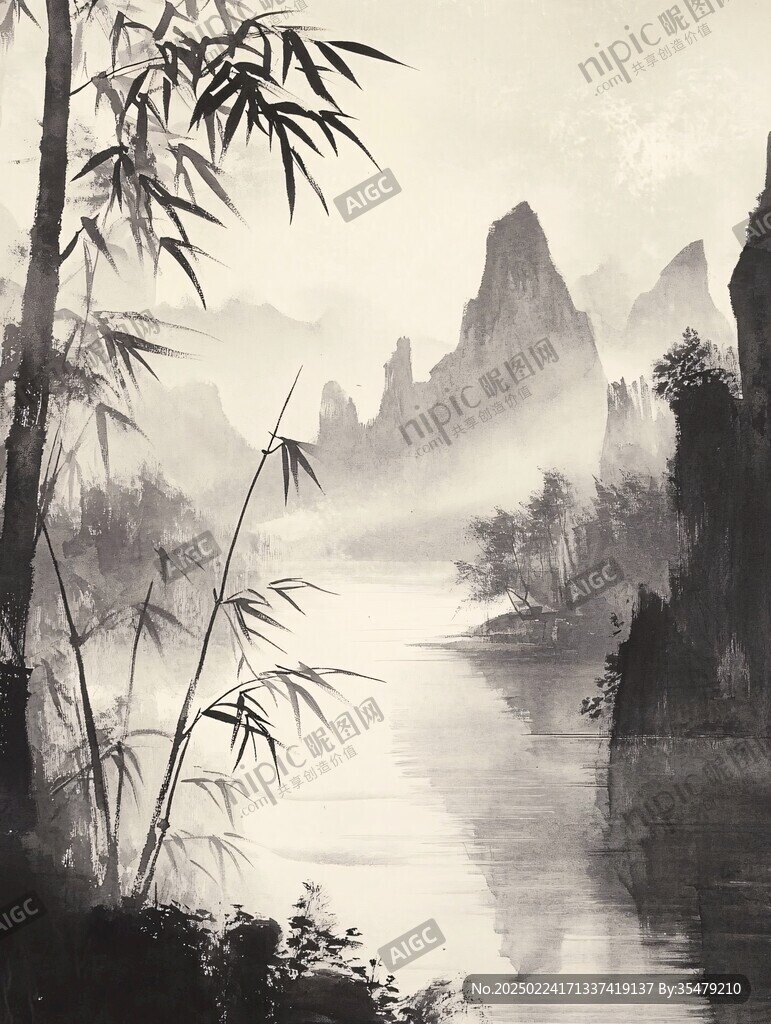 古典水墨竹林