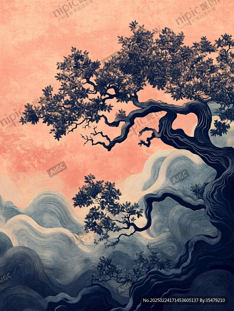 仙境古樹插畫