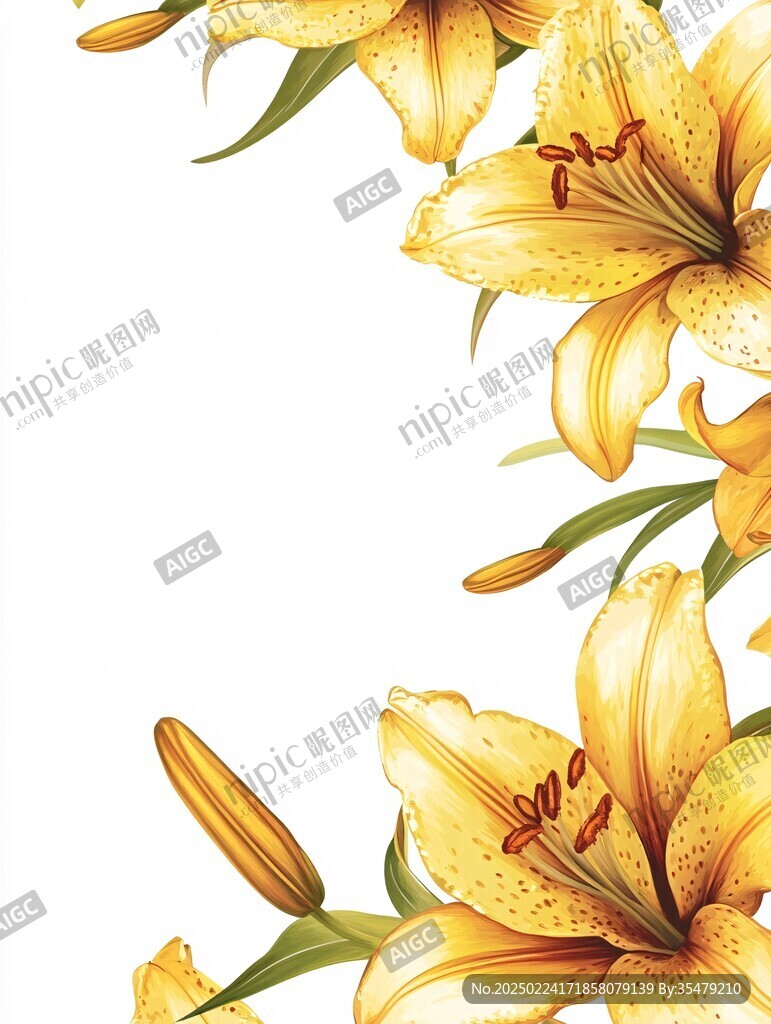 手繪百合花花卉