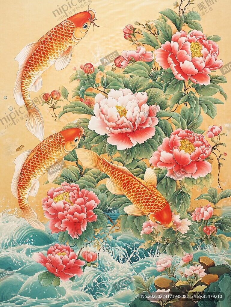 富貴有余工筆牡丹