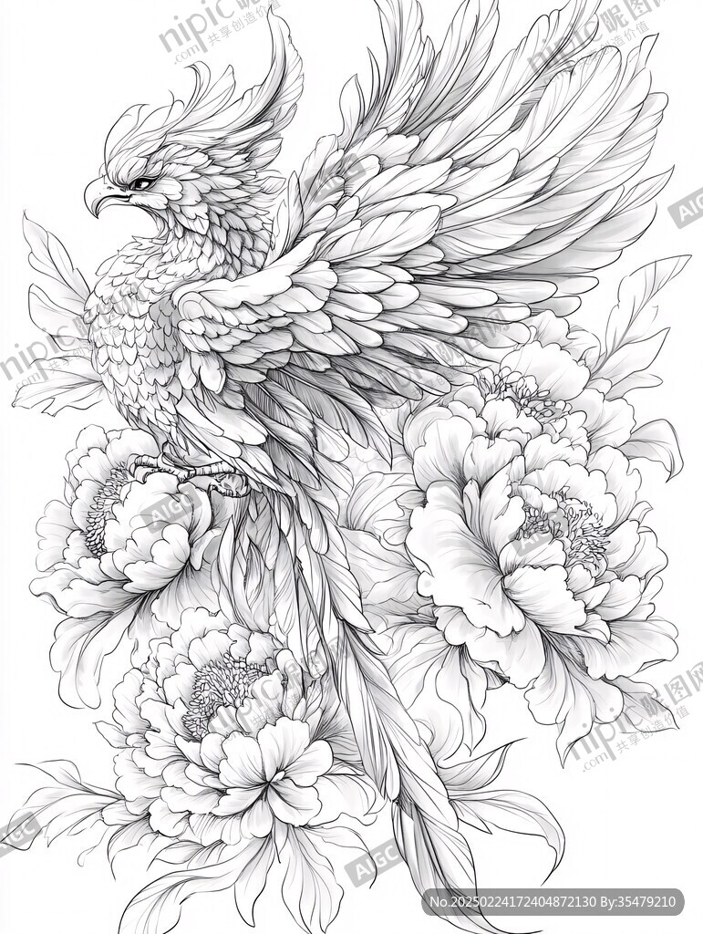 鳳凰呈祥線稿