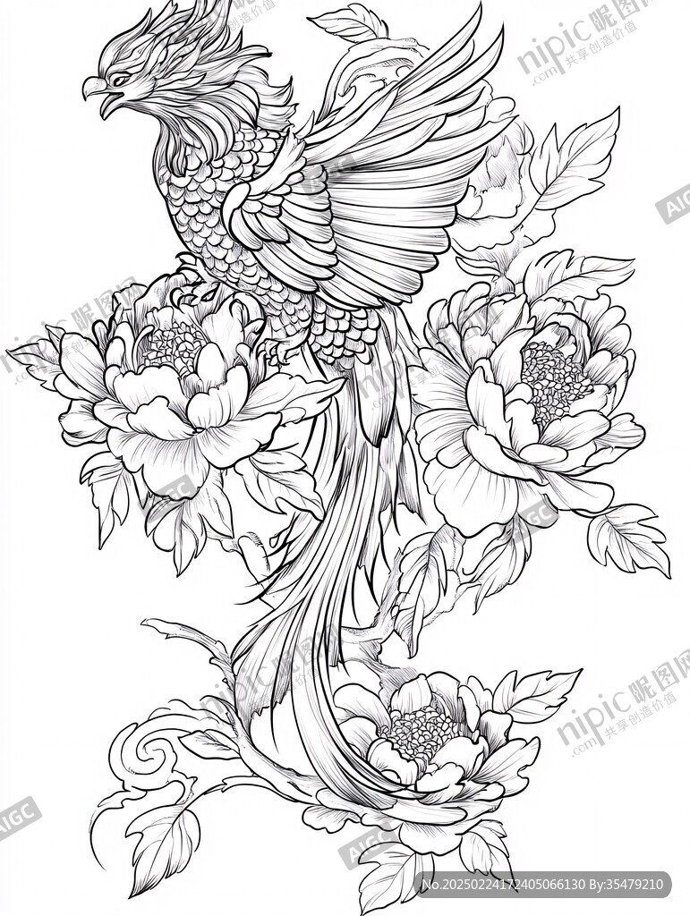 鳳凰呈祥線稿