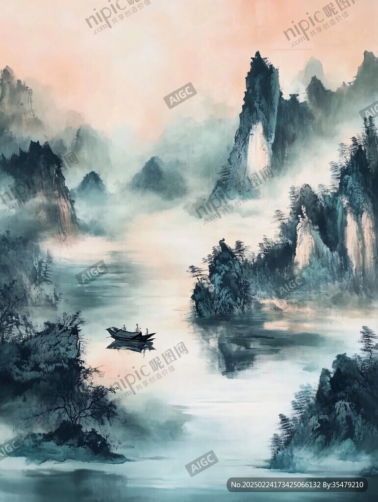 禪意油畫山水