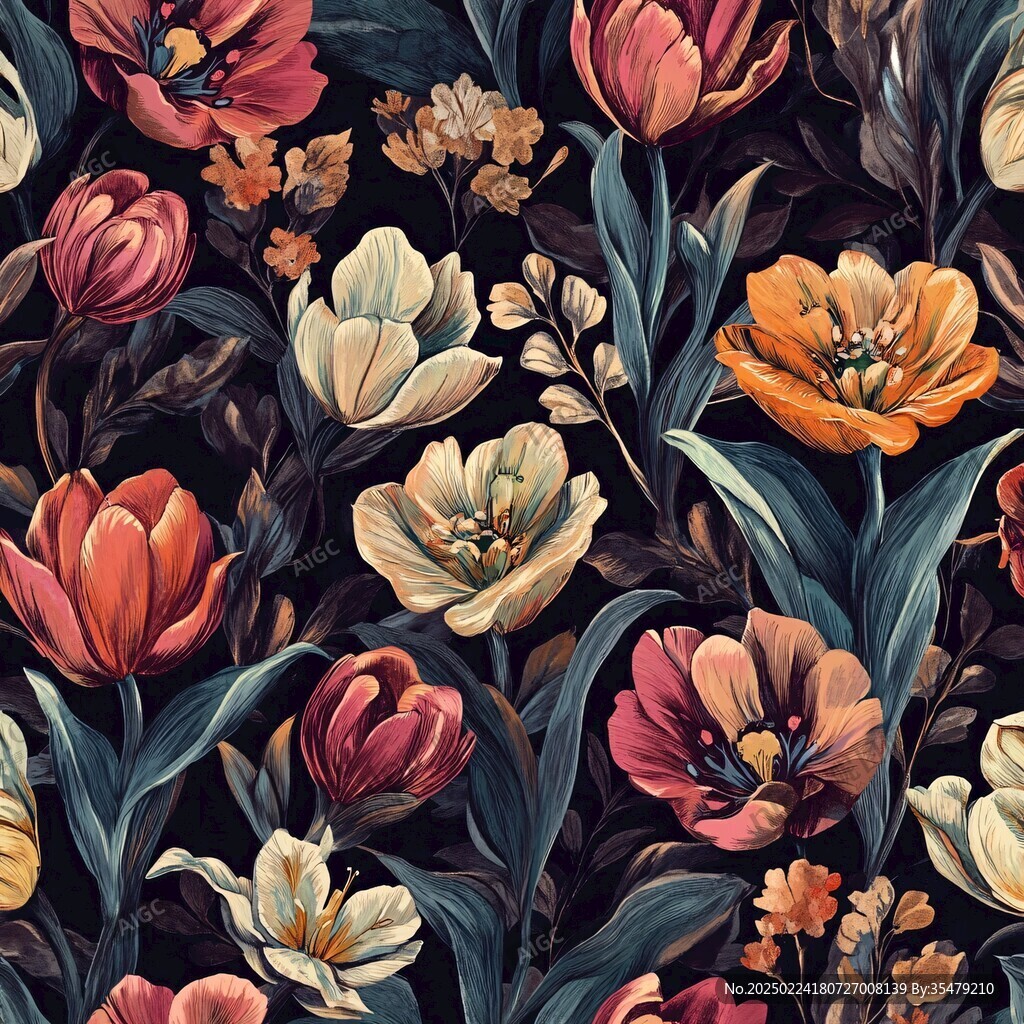 彩色民族風(fēng)花草花卉