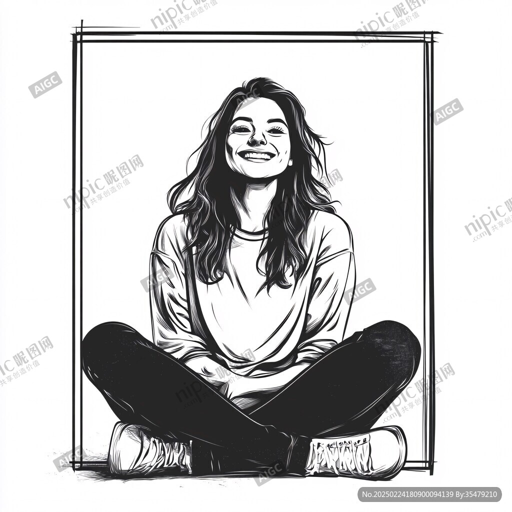 黑白人物插畫