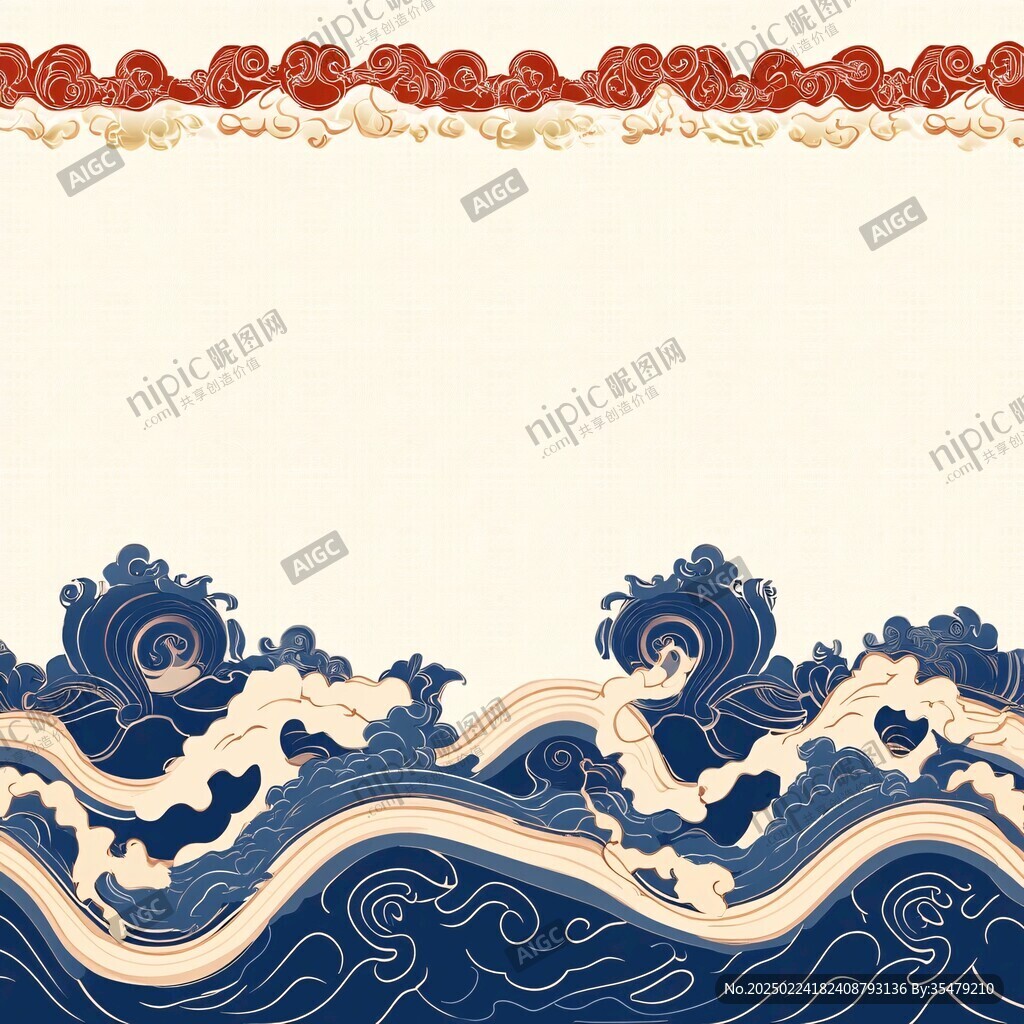 中式圖案云紋浪花