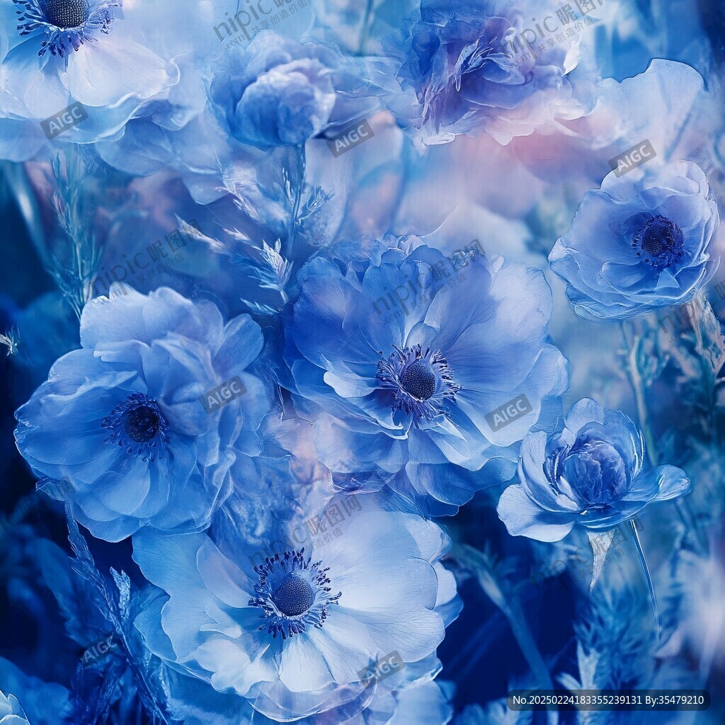 藍色絢麗花朵