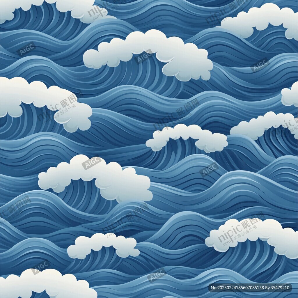海浪云紋浪花背景