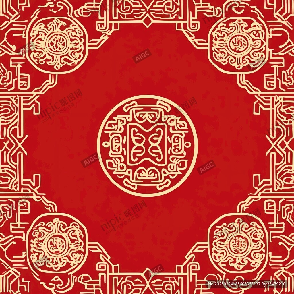 中式紋理紅色花紋喜慶