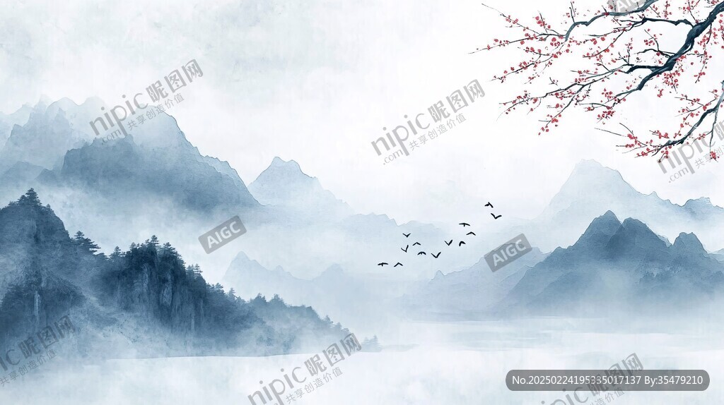 詩意古風水墨山水