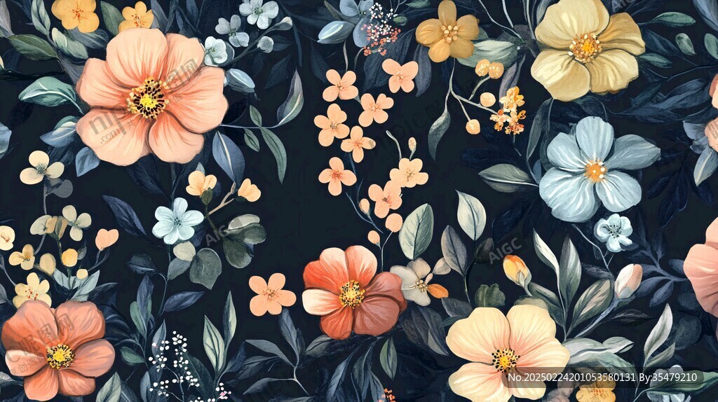 深色底花稿