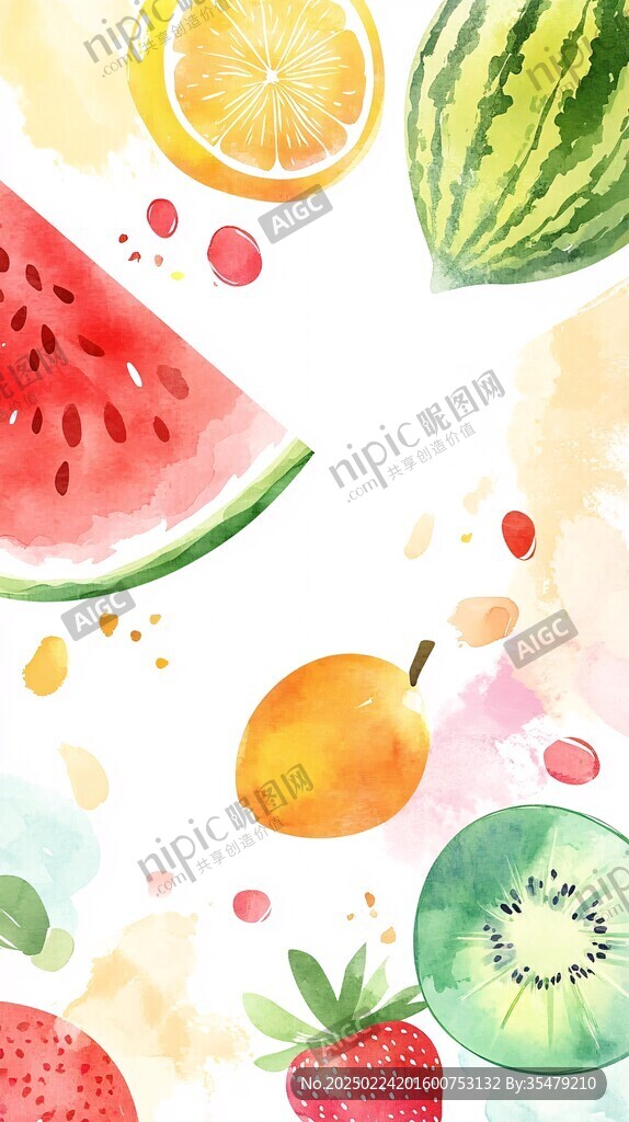 夏季水果美食插畫