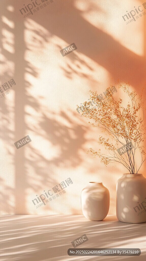 燈光下的花瓶