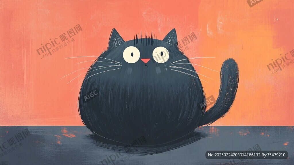 小黑貓插畫
