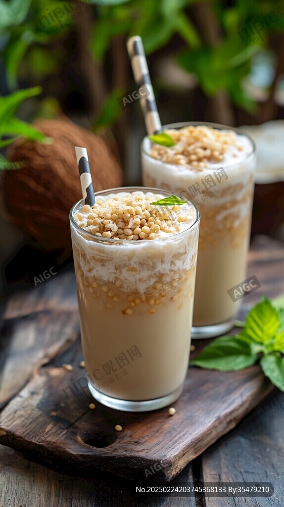 滿杯椰奶飲品高清圖