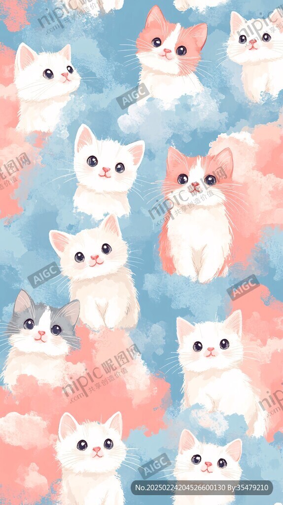 奶萌小貓插畫圖案