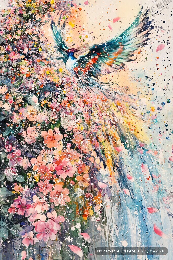 夢幻花鳥油畫