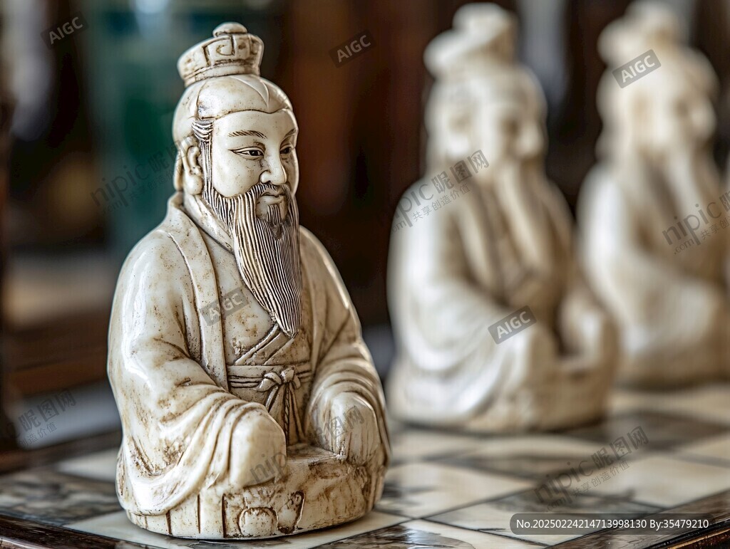 泥塑下棋