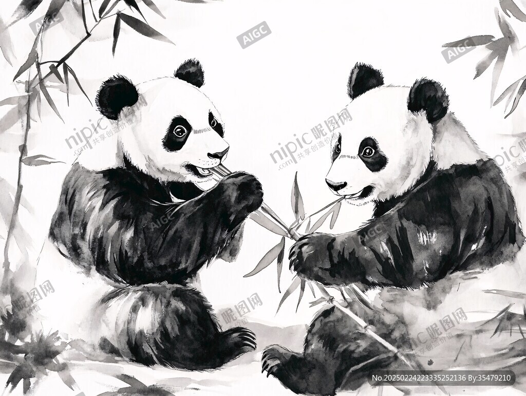 手繪插畫大熊貓