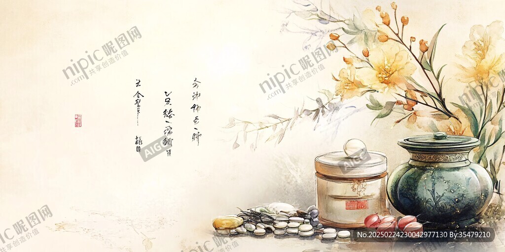中藥插畫設計