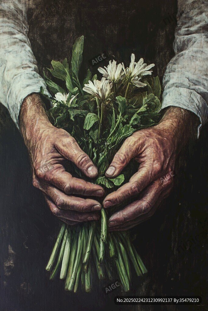 手與菊花