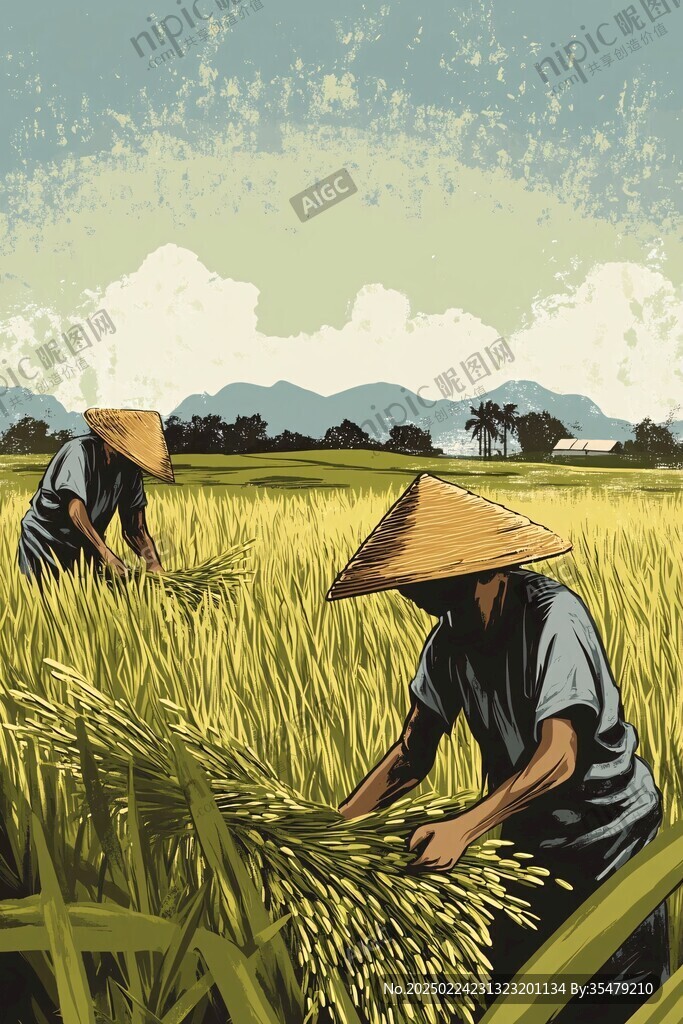 農(nóng)業(yè)插畫水稻插畫