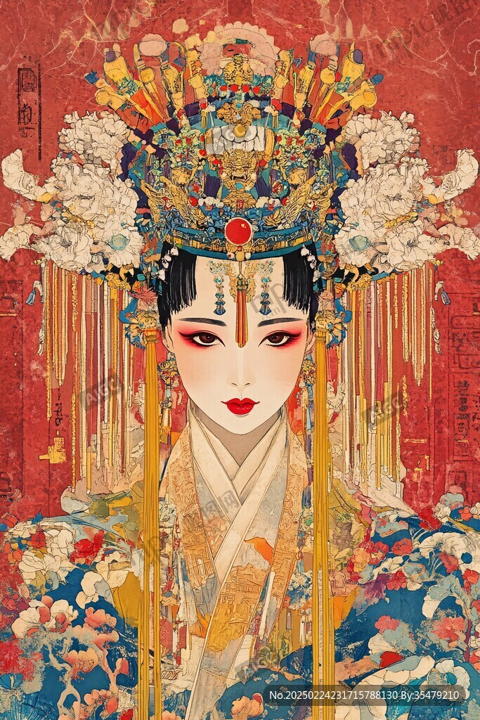 京劇花旦插畫