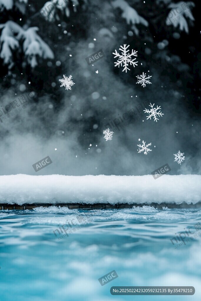 雪地雪花冬季雪景