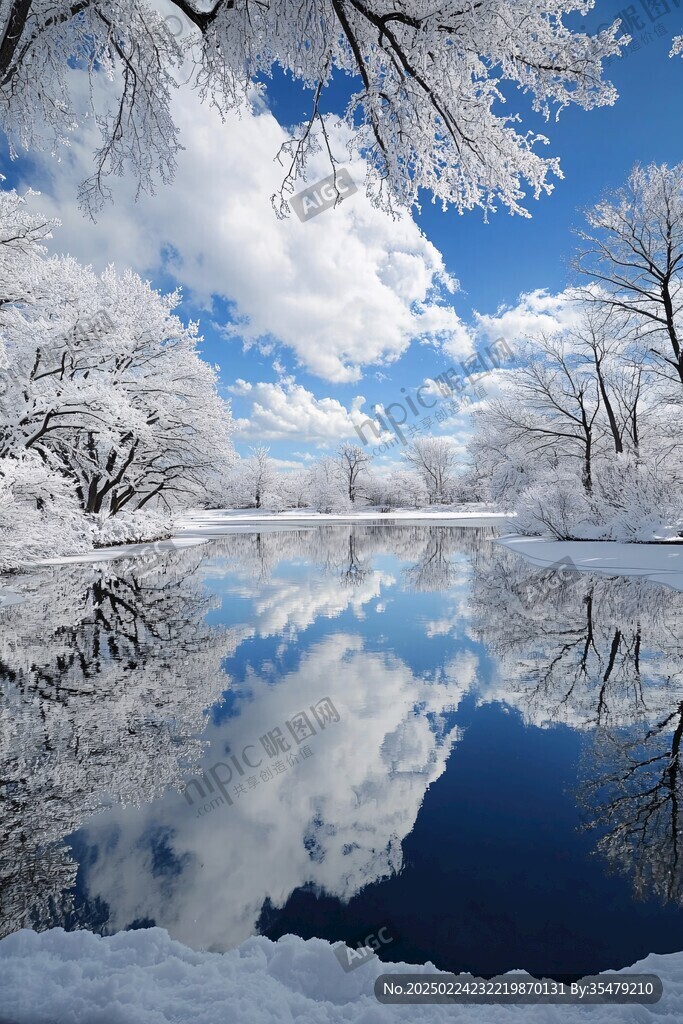 水天一色雪景