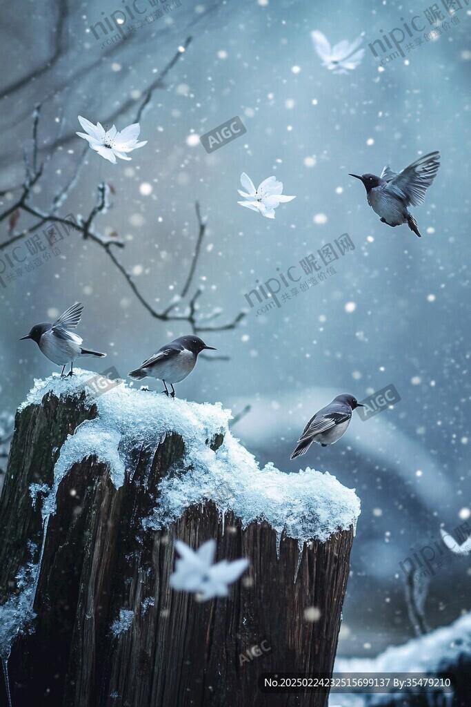 文須雀戲雪