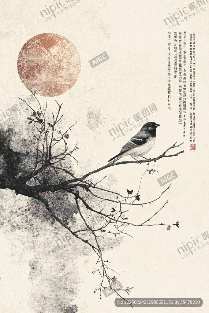 紅葉古風(fēng)古典花鳥