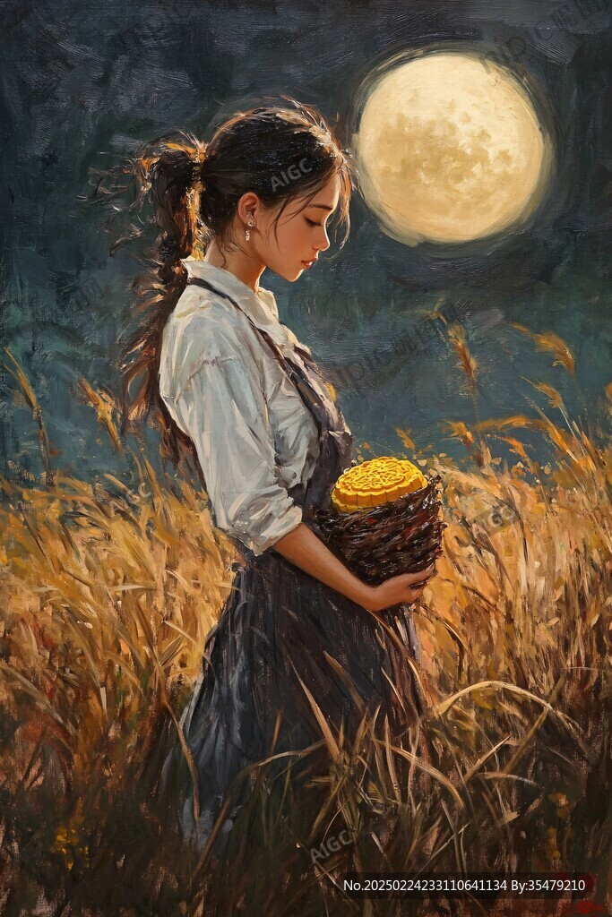 割稻少女