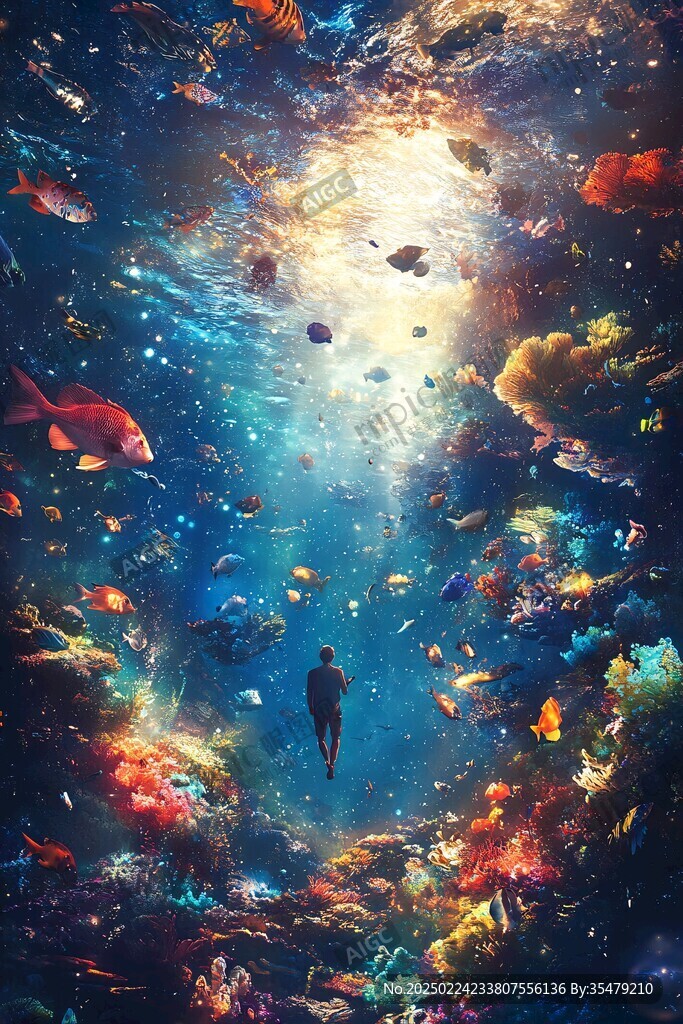 紋理海底世界夢幻藍色