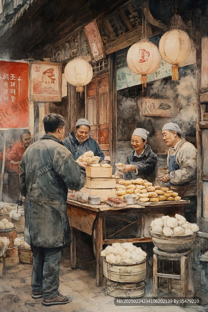 舊時(shí)街市場(chǎng)景
