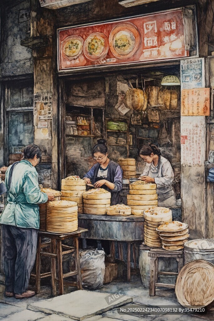 米粉店意境畫