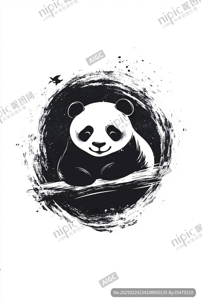 手繪插畫大熊貓