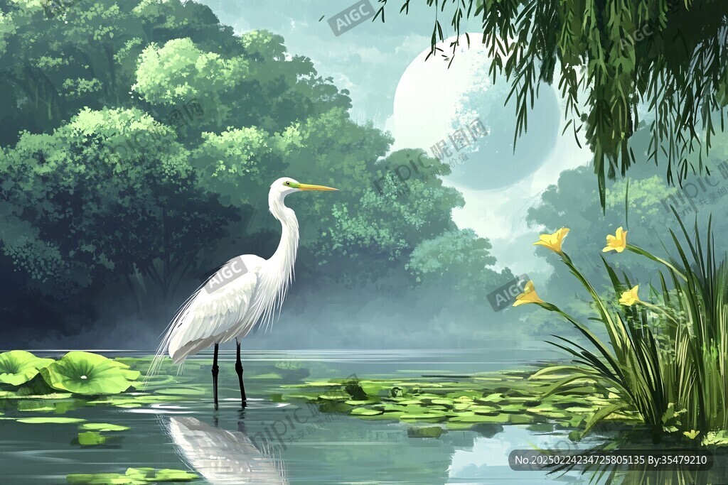 竹林飛鳥插畫