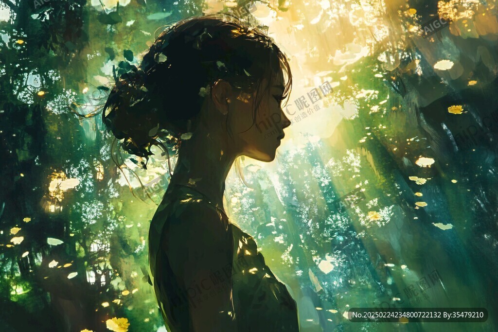 唯美意境少女插畫