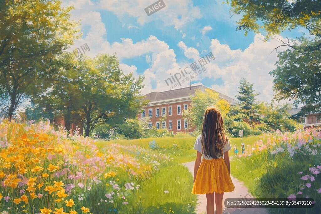唯美校園插畫