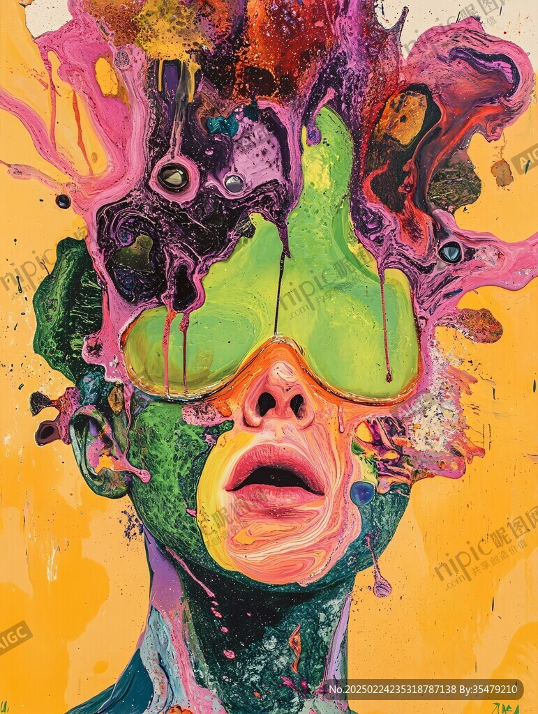 人臉色塊拼接裝飾畫