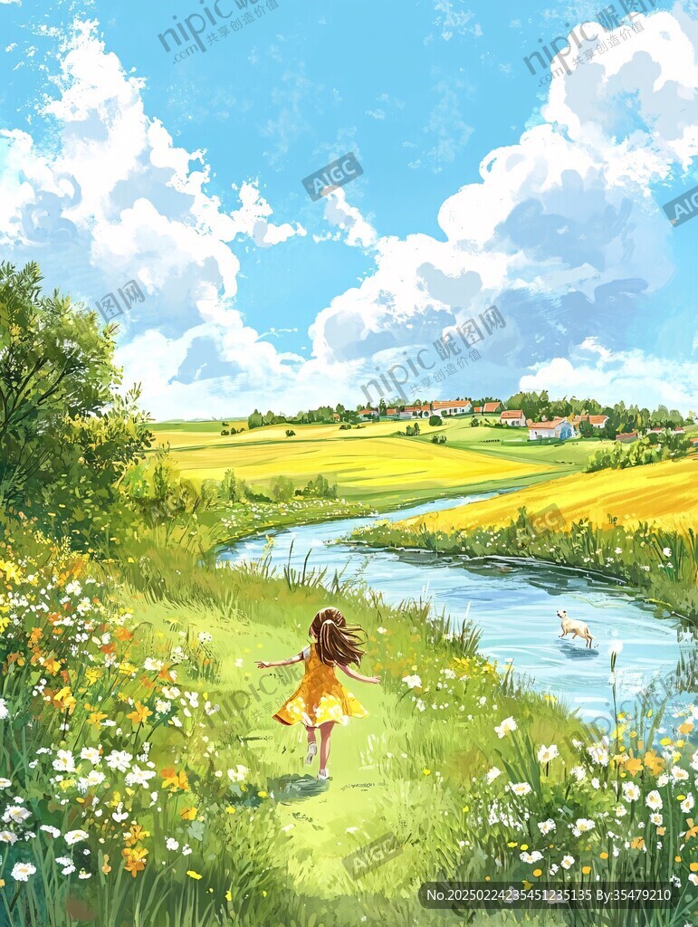 春之風(fēng)影治愈系小插畫