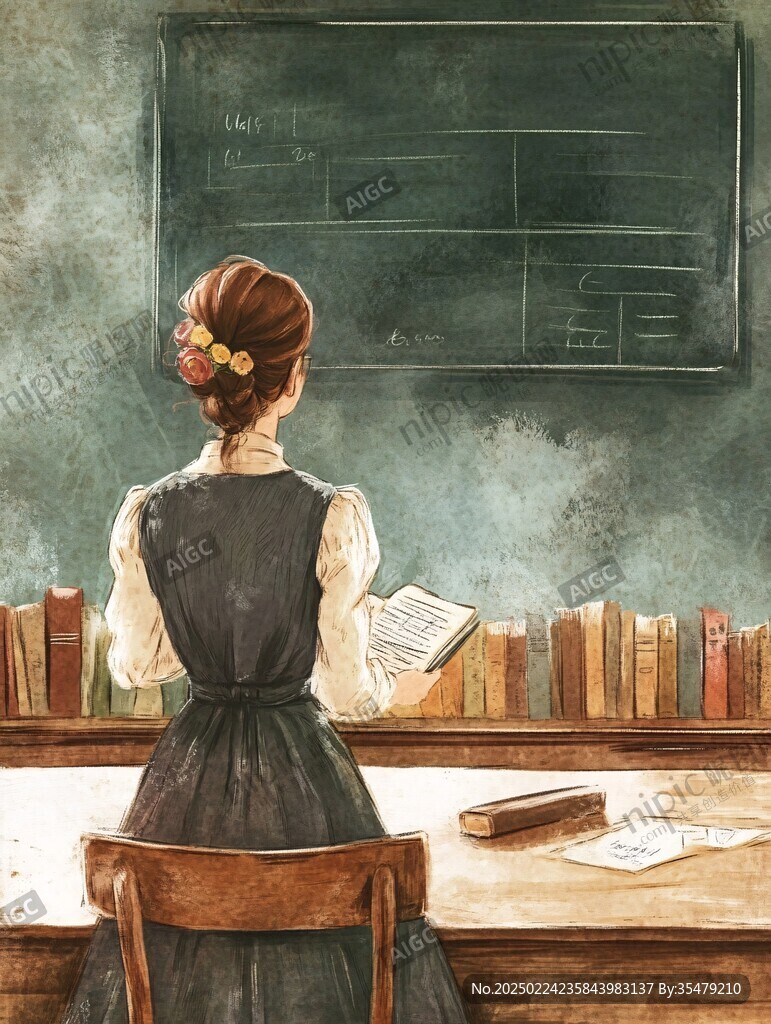 教師女孩插畫