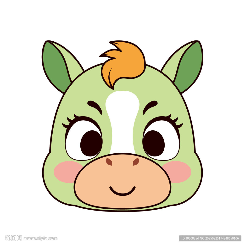 馬寶寶頭像卡通插畫