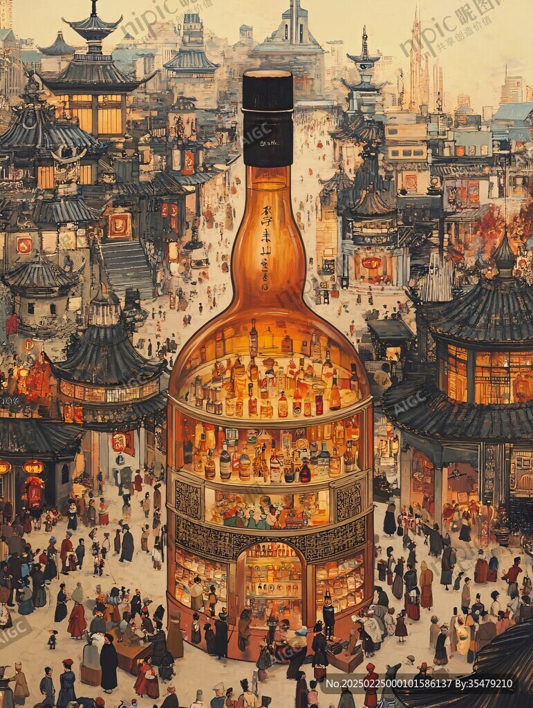 白酒包裝插畫