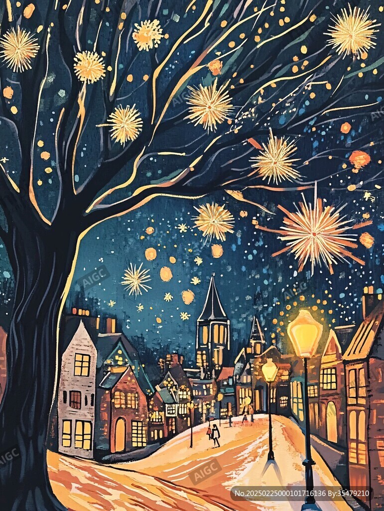街道房屋圣誕節夜景