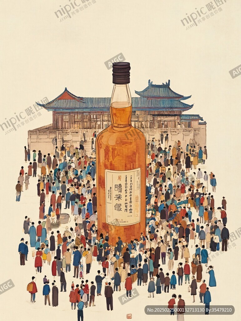 黃酒包裝插畫