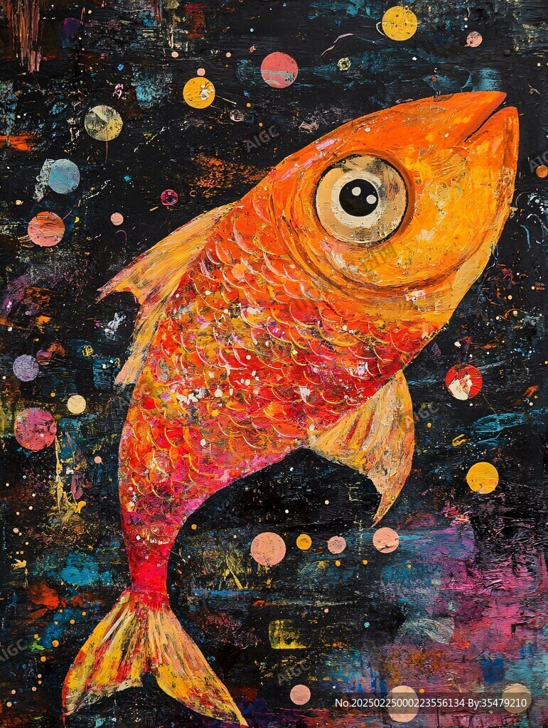 抽像藝術彩色魚裝飾畫